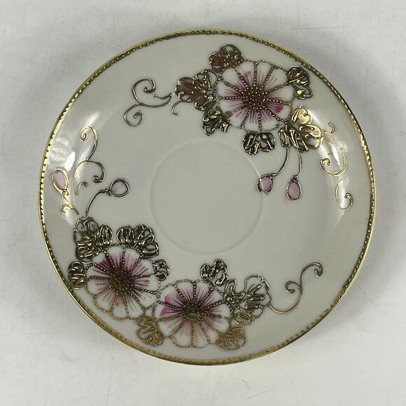 Vtg Nippon Hand-Painted Pink Rose Tea Set 12pc Teapot Creamer Gold Trim Japan - Picture 10 of 16